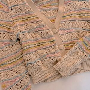Pastel & Tan Patterned Cardigan